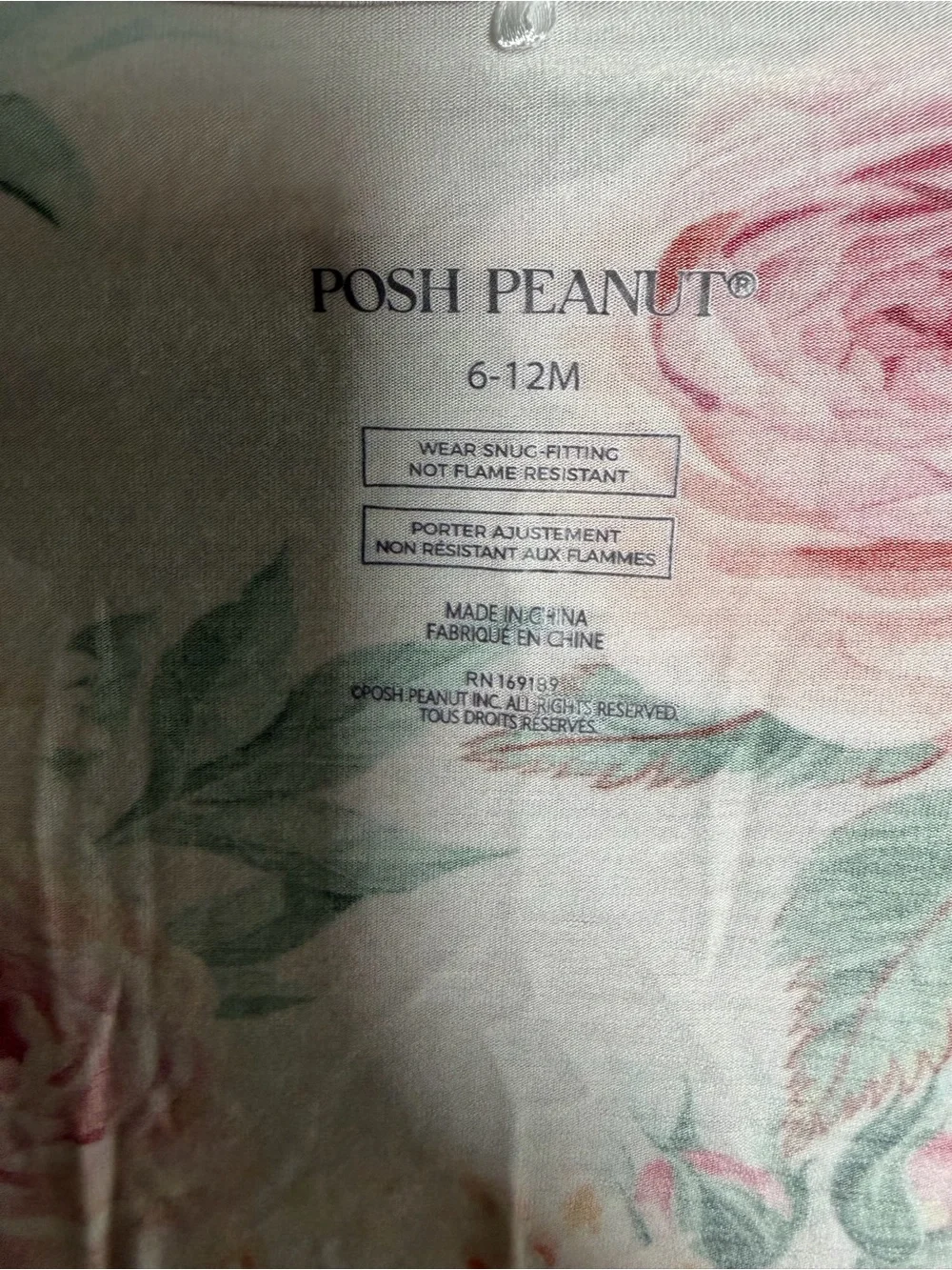 Posh Peanut French Gray Floral Bamboo Pajama Set 6-12M